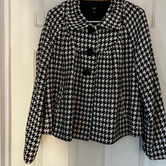 Massimo short swing jacket, black & white Houndstooth pattern, Sz 16W/18W - Picture 6 of 14